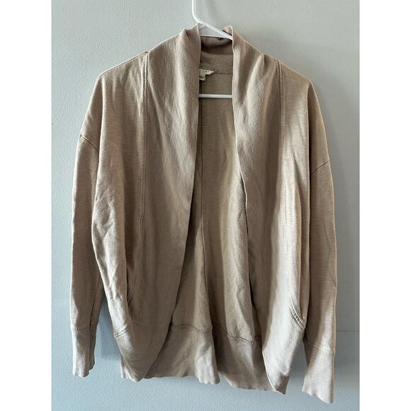 Sonoma Sweater Women's Small Tan Cardigan Neutral Open Front Minimalist - Picture 1 of 6